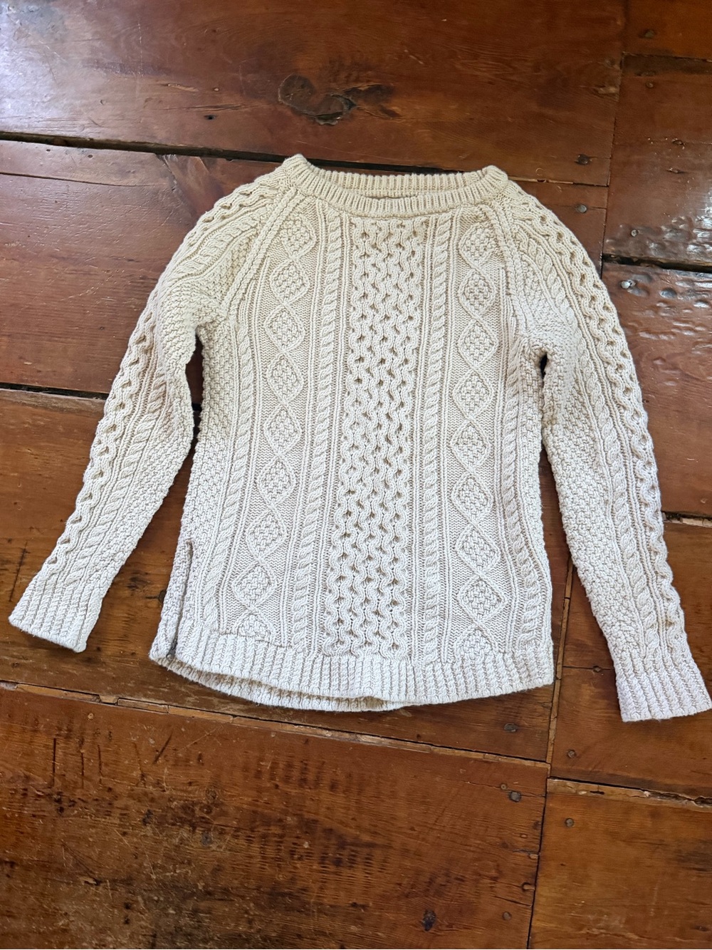 L.L. Bean Cream Cable‑Knit Crewneck Sweater